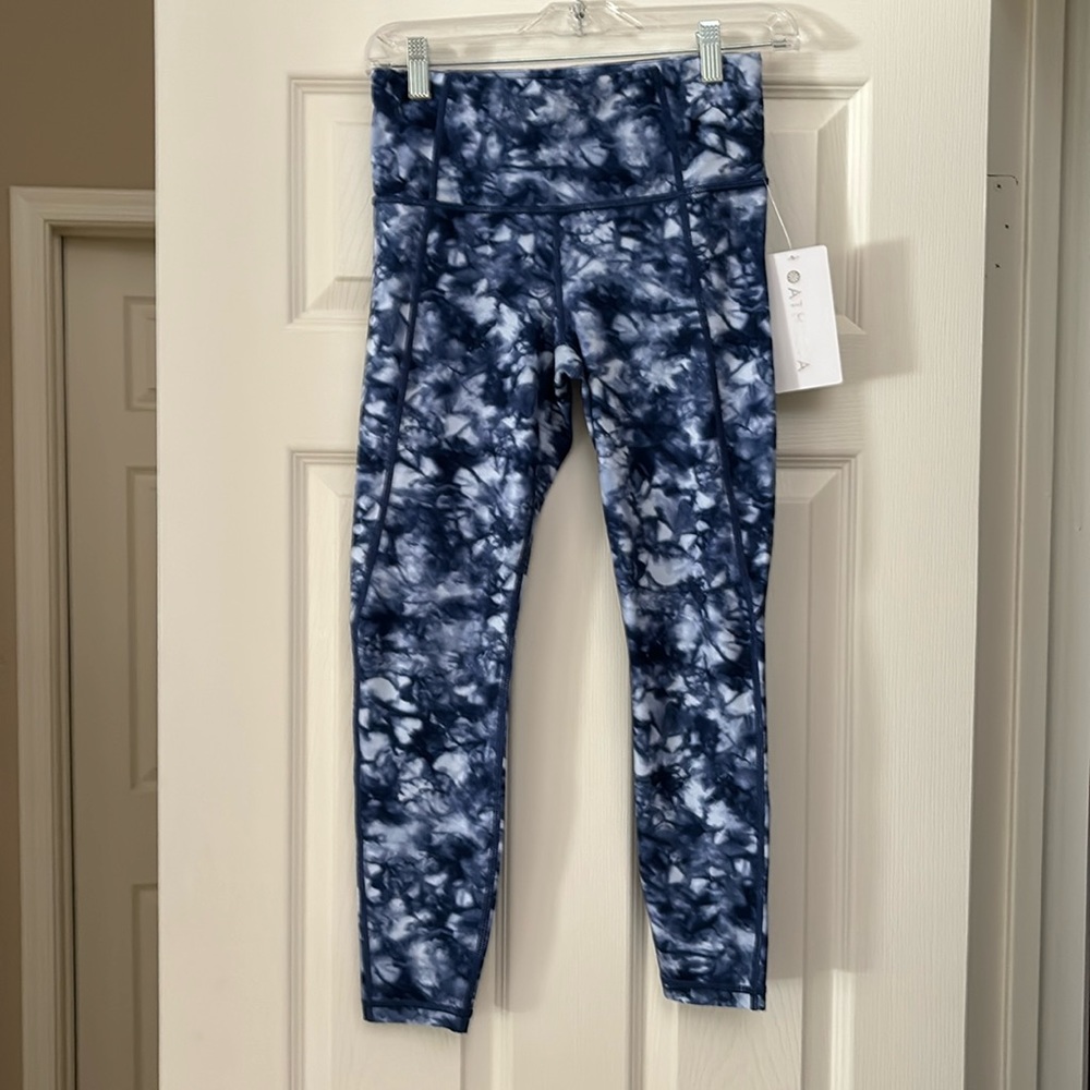 Athleta Blue Tie Dye Salutation 7/8 Tight. Size S. New With Tags.